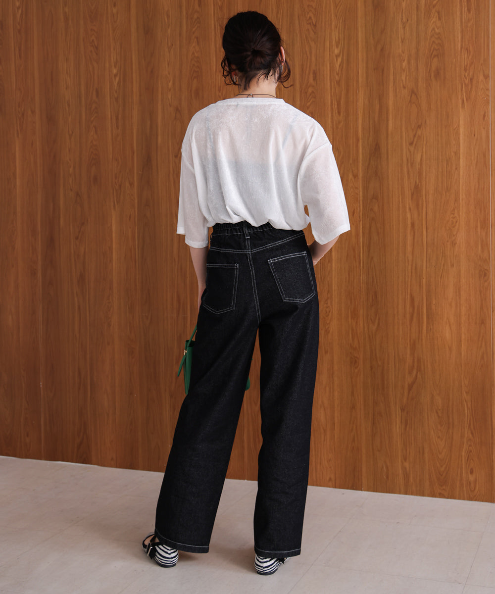 【WEB限定】シアーベロア五分袖Tシャツ