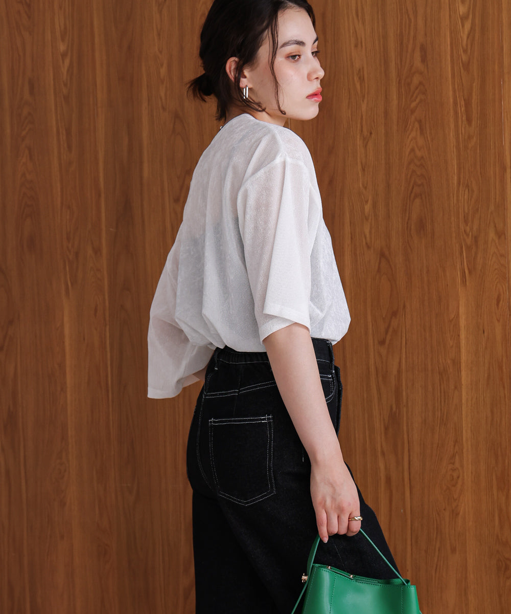 【WEB限定】シアーベロア五分袖Tシャツ