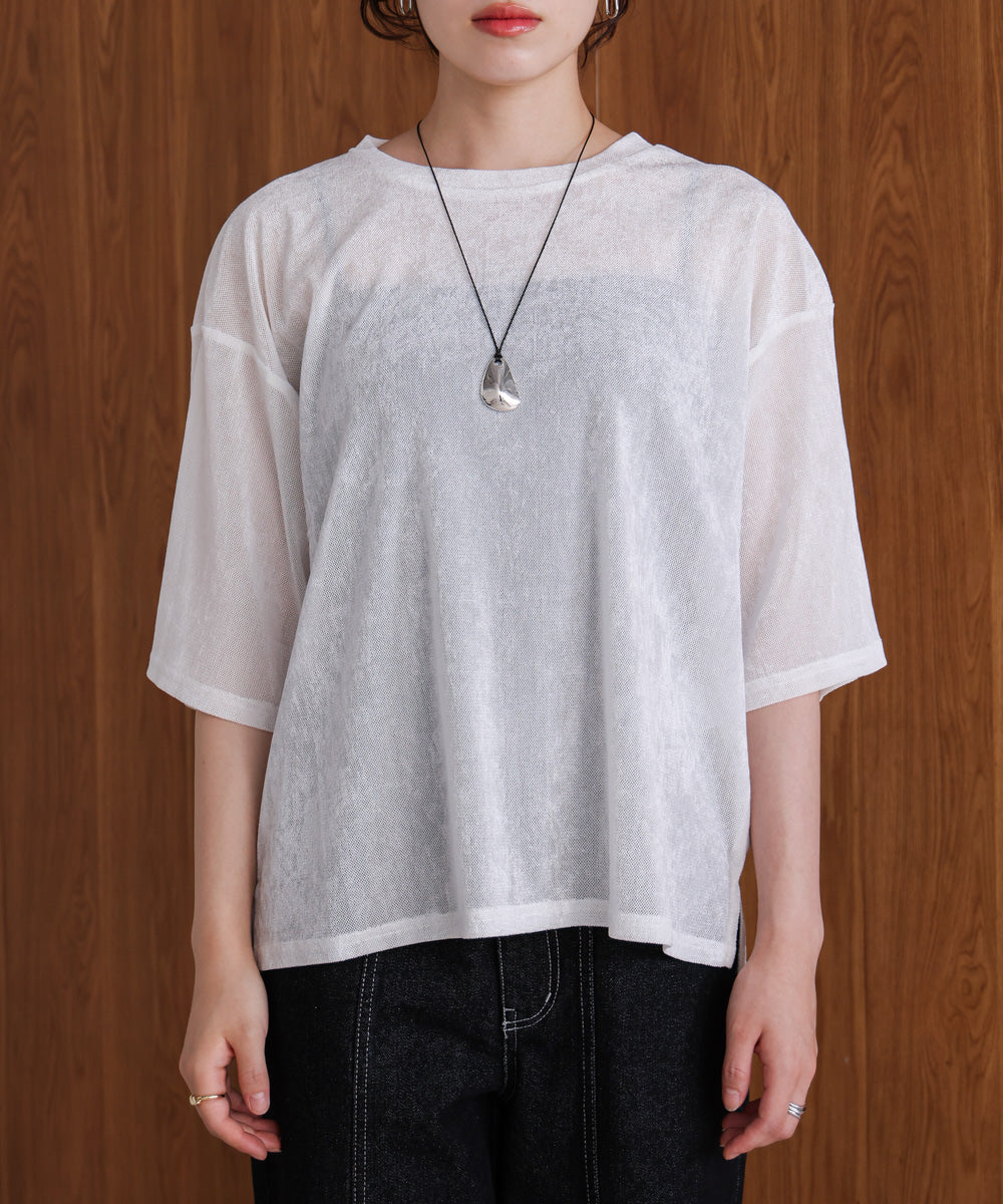 【WEB限定】シアーベロア五分袖Tシャツ