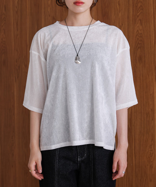 【WEB限定】シアーベロア五分袖Tシャツ