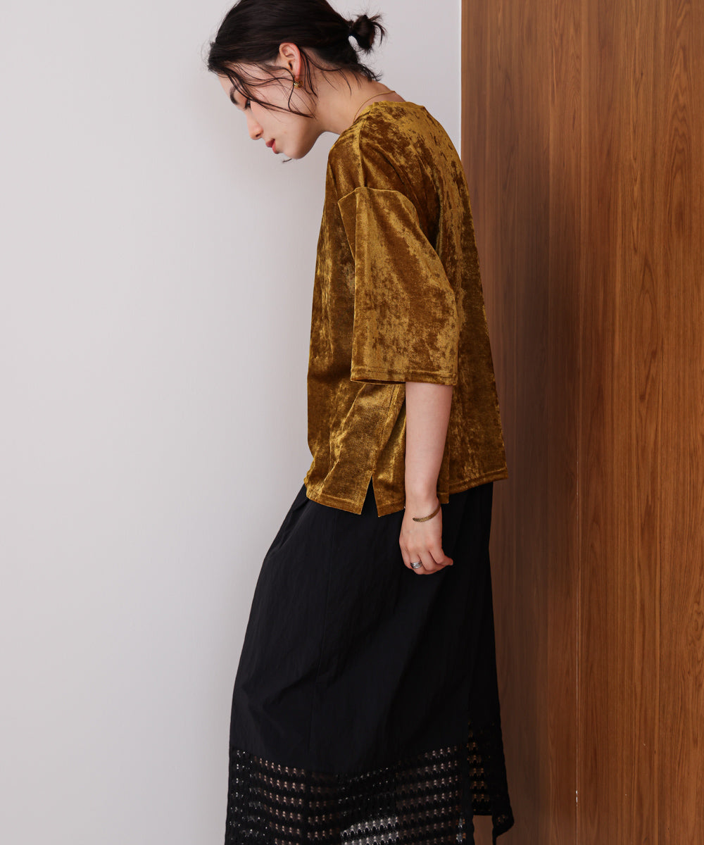 【WEB限定】シアーベロア五分袖Tシャツ