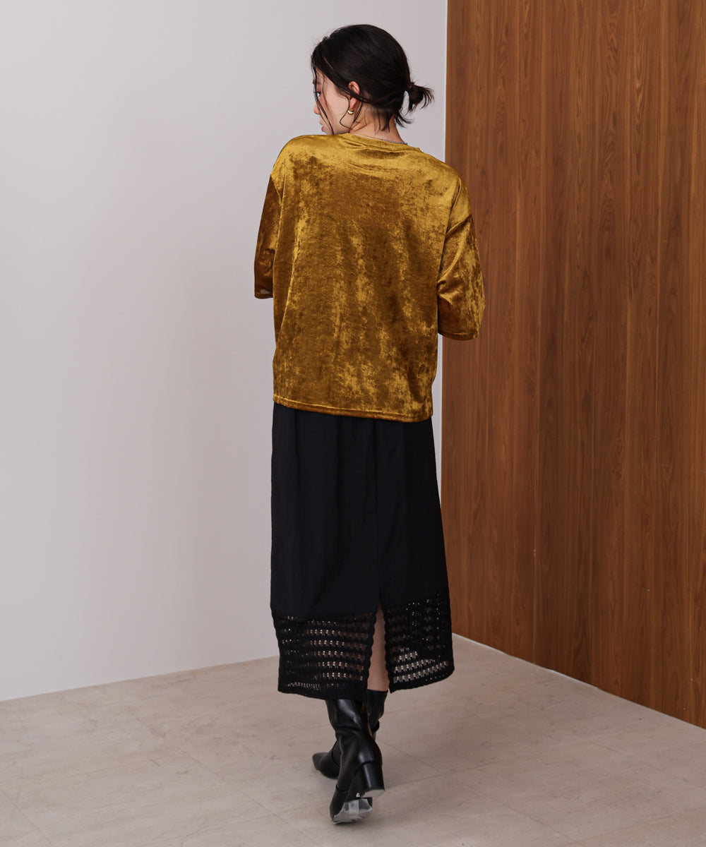 【WEB限定】シアーベロア五分袖Tシャツ