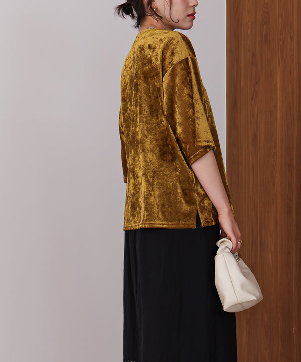 【WEB限定】シアーベロア五分袖Tシャツ