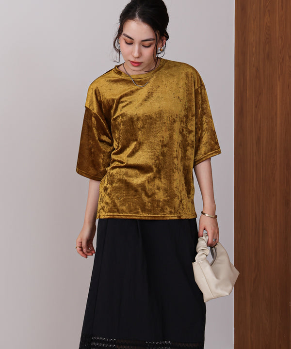 【WEB限定】シアーベロア五分袖Tシャツ