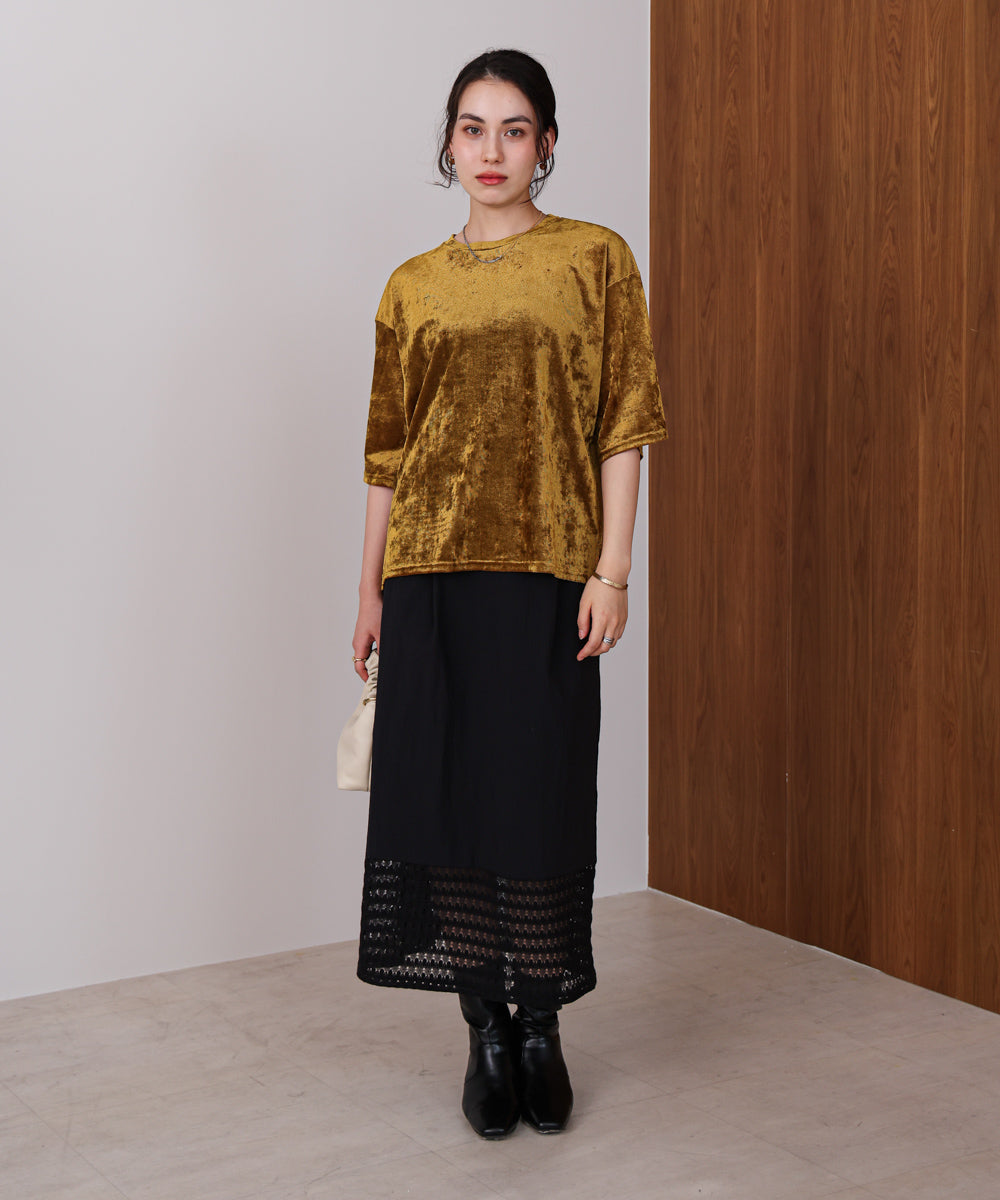 【WEB限定】シアーベロア五分袖Tシャツ