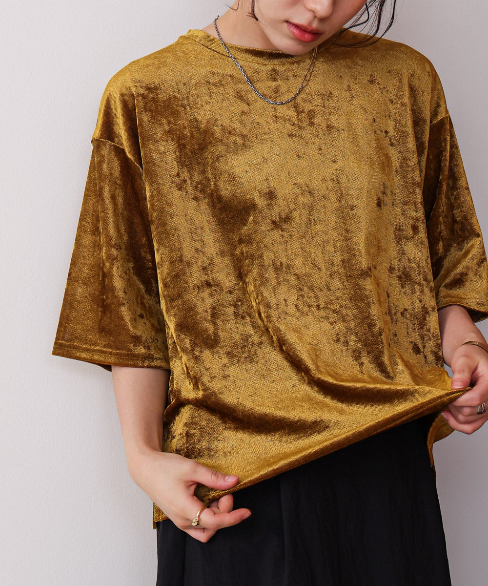 【WEB限定】シアーベロア五分袖Tシャツ