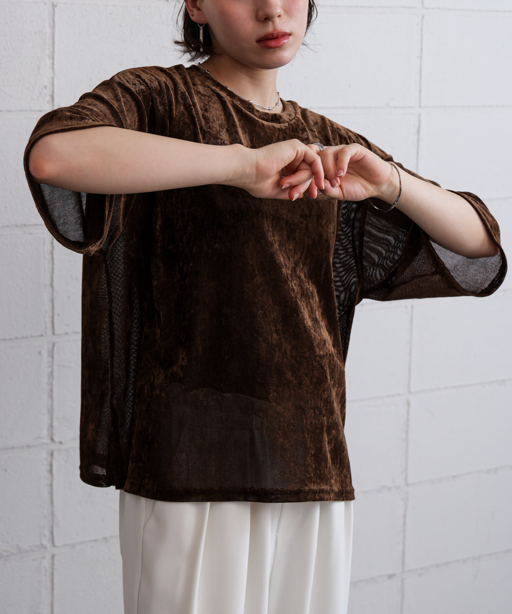 【WEB限定】シアーベロア五分袖Tシャツ