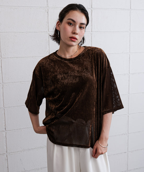 【WEB限定】シアーベロア五分袖Tシャツ