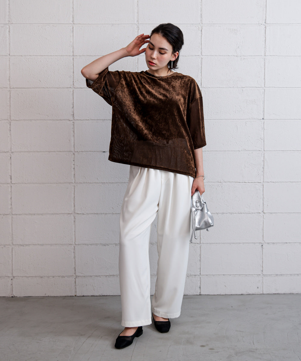 【WEB限定】シアーベロア五分袖Tシャツ