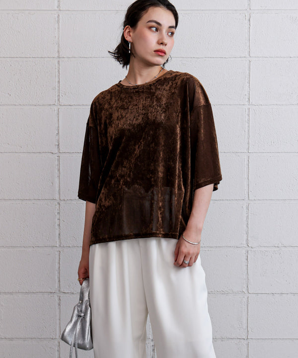【WEB限定】シアーベロア五分袖Tシャツ