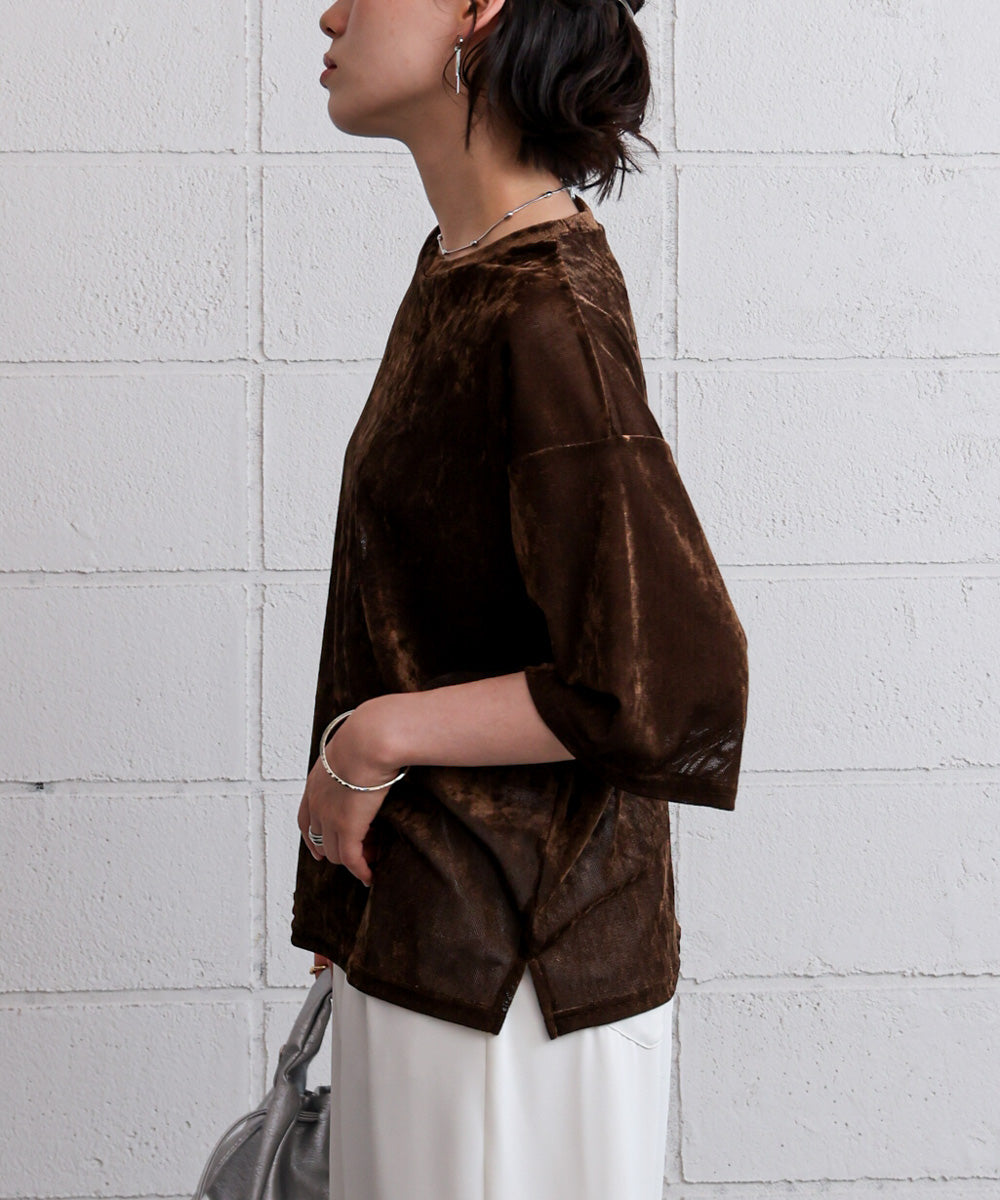 【WEB限定】シアーベロア五分袖Tシャツ