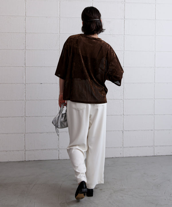 【WEB限定】シアーベロア五分袖Tシャツ