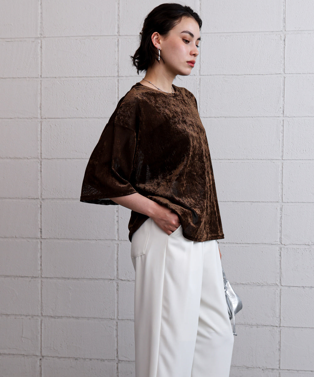 【WEB限定】シアーベロア五分袖Tシャツ