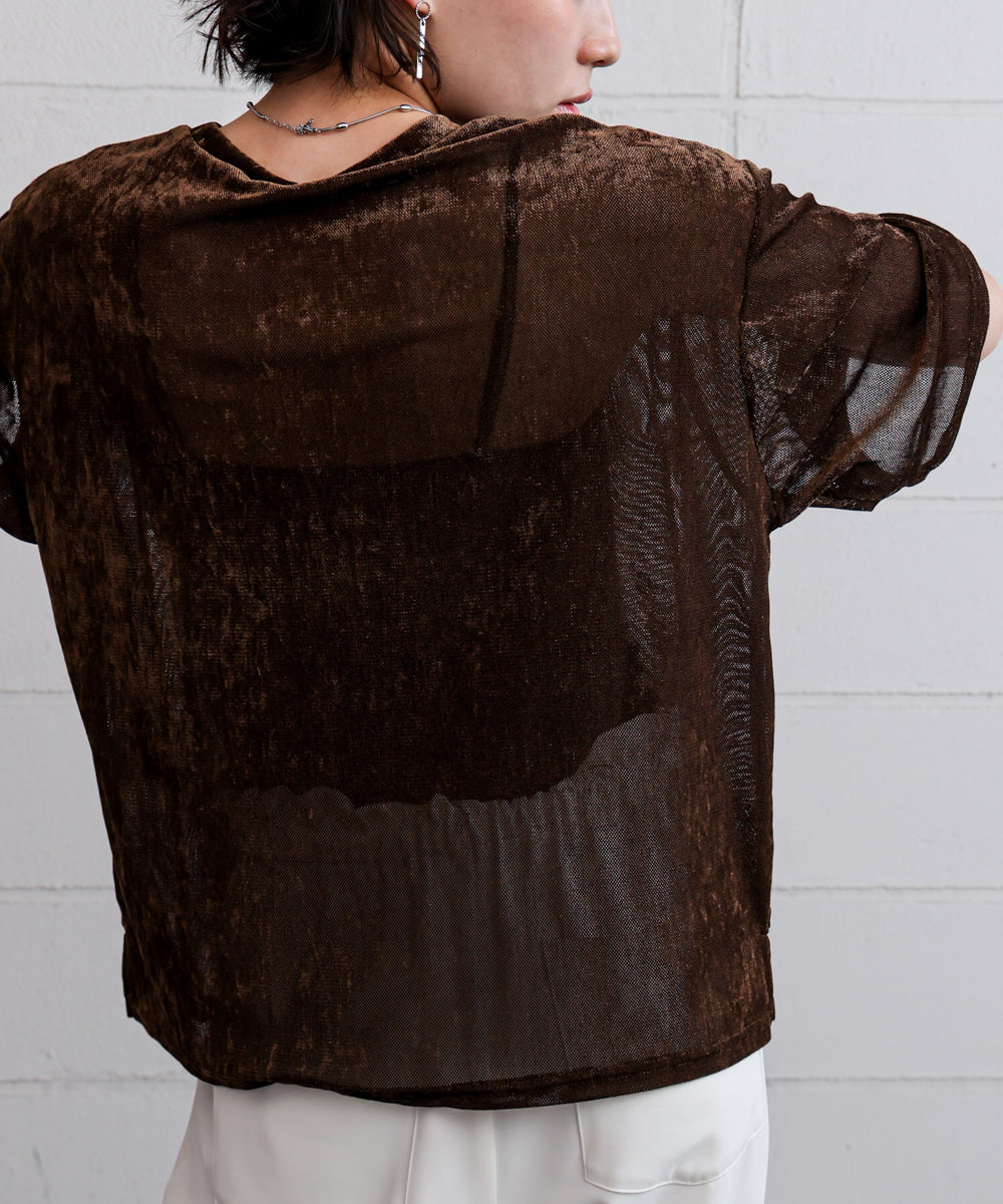 【WEB限定】シアーベロア五分袖Tシャツ