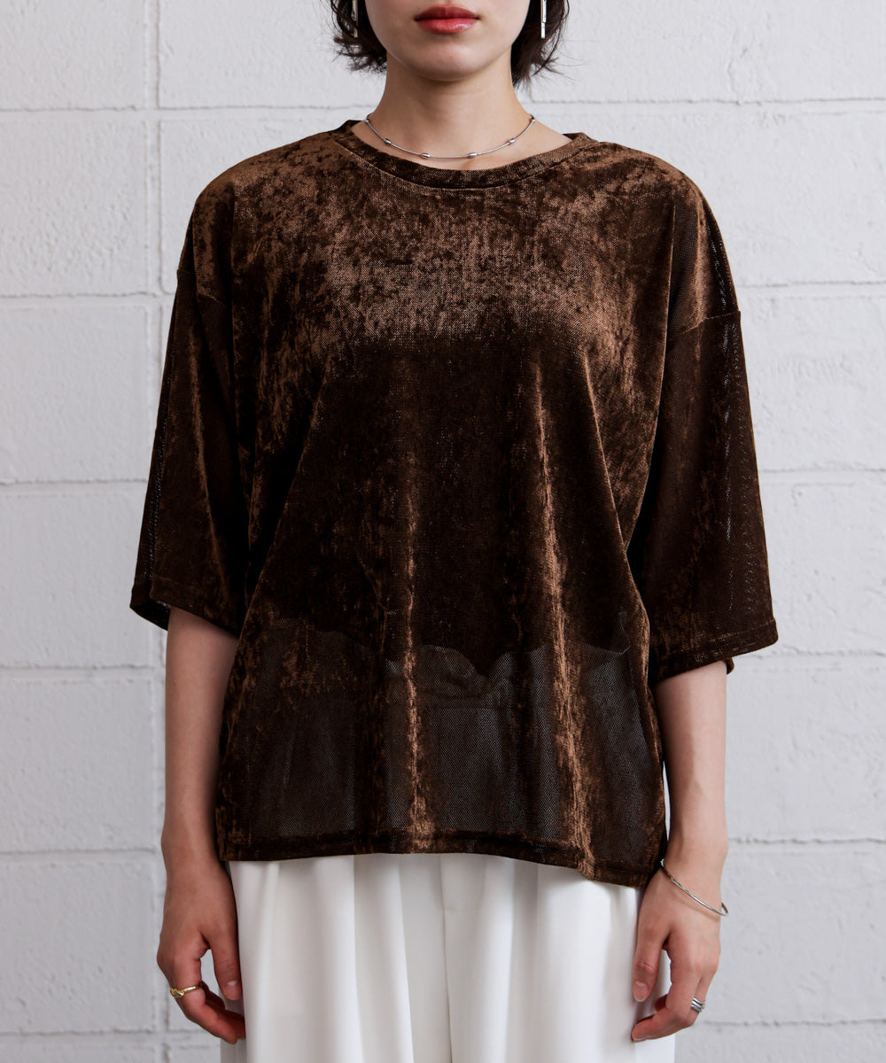 【WEB限定】シアーベロア五分袖Tシャツ