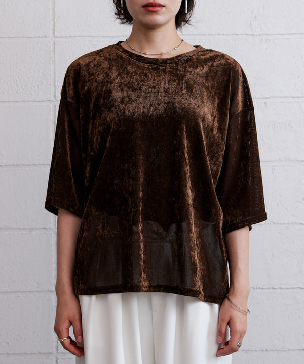 【WEB限定】シアーベロア五分袖Tシャツ