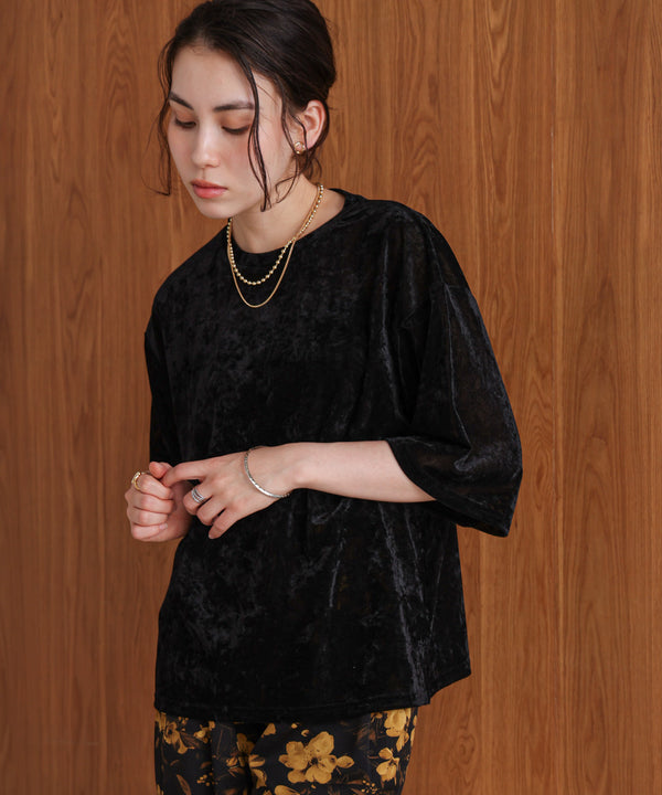 【WEB限定】シアーベロア五分袖Tシャツ