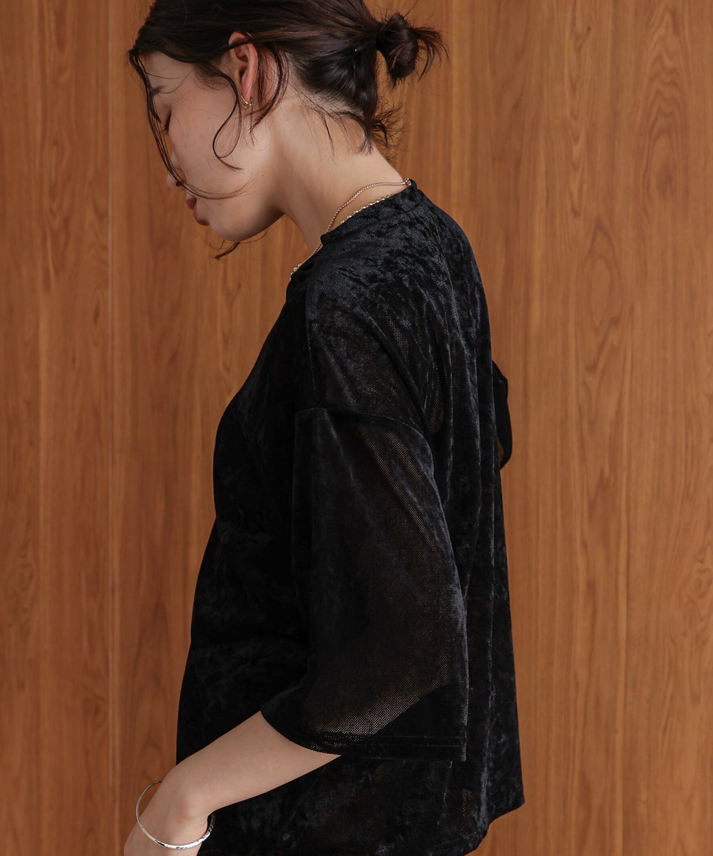 【WEB限定】シアーベロア五分袖Tシャツ