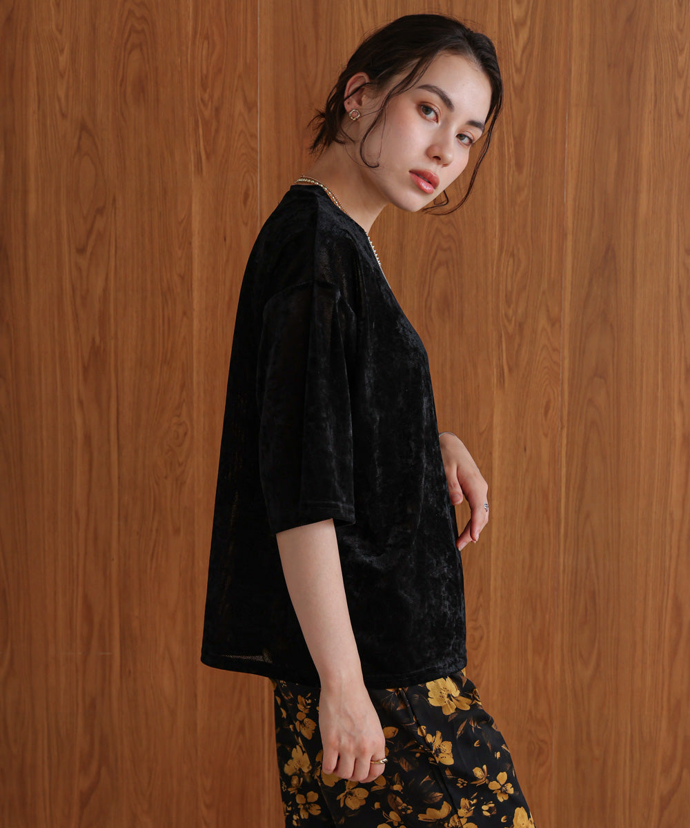 【WEB限定】シアーベロア五分袖Tシャツ