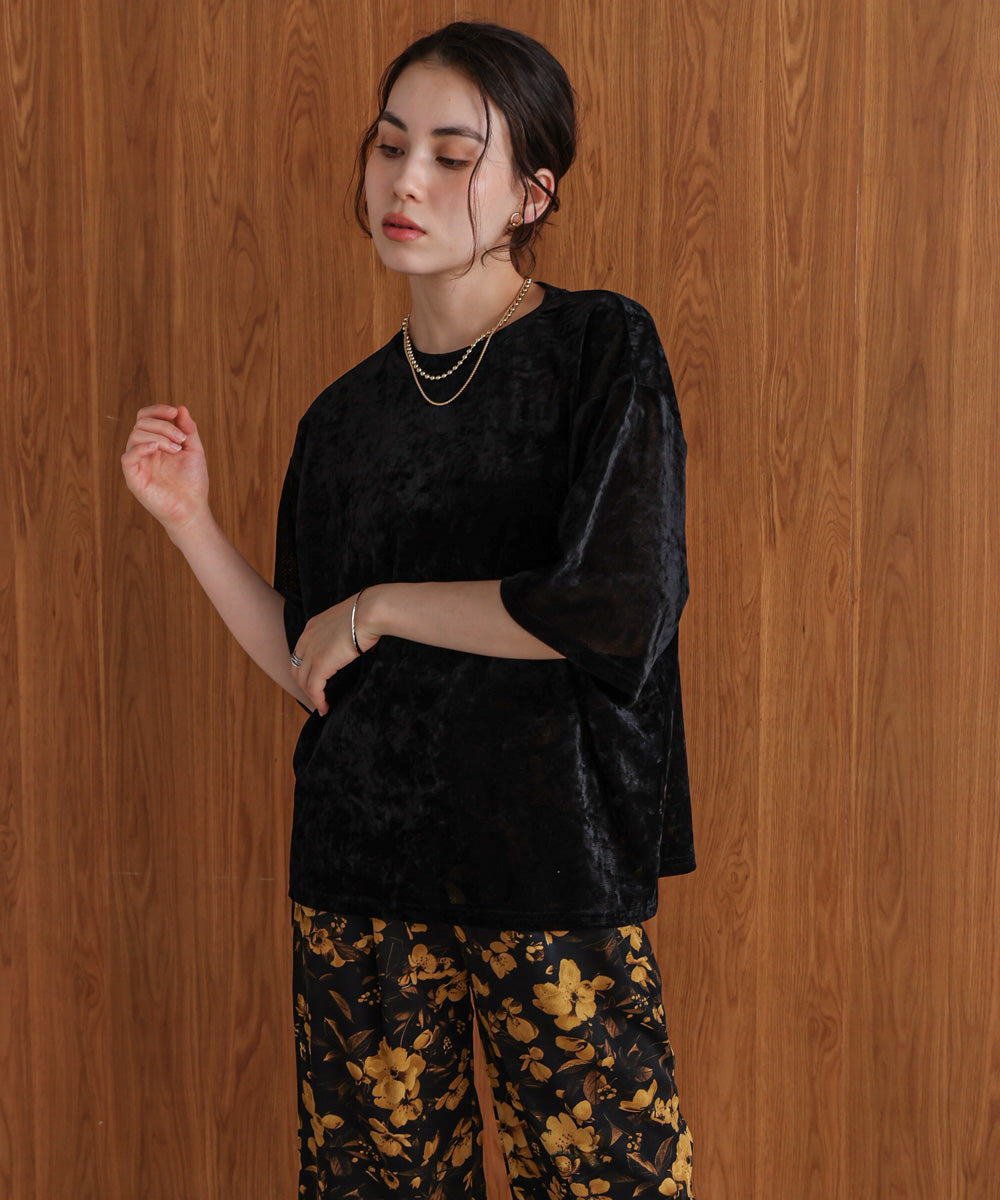 【WEB限定】シアーベロア五分袖Tシャツ