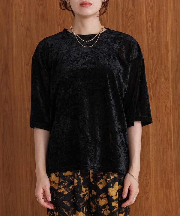 【WEB限定】シアーベロア五分袖Tシャツ