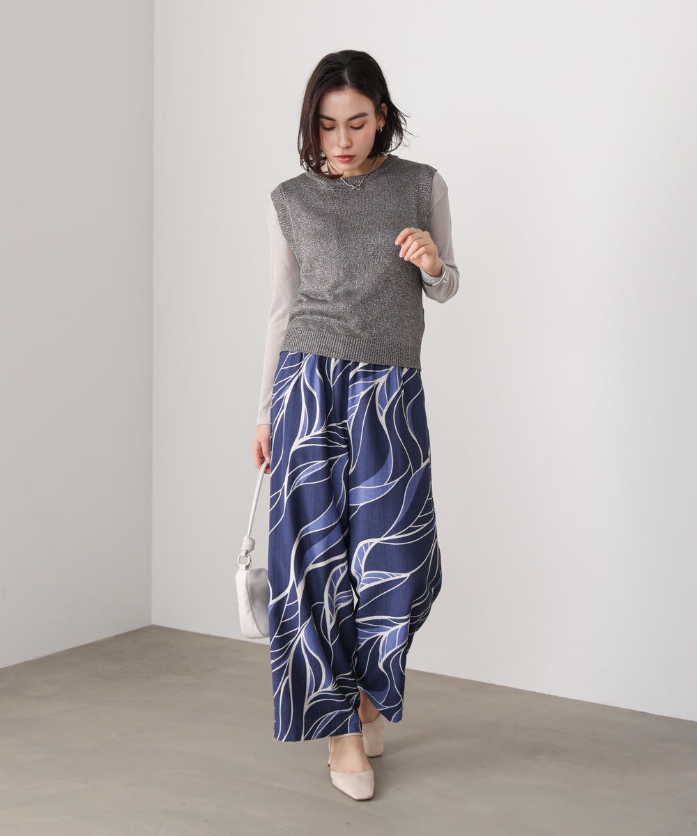 【WEB限定】ウェーブリーフ柄パンツ