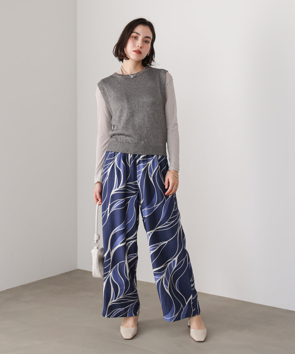 【WEB限定】ウェーブリーフ柄パンツ