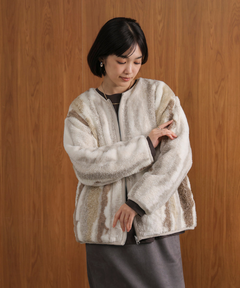 ニュアンスカラーボア2WAYブルゾン