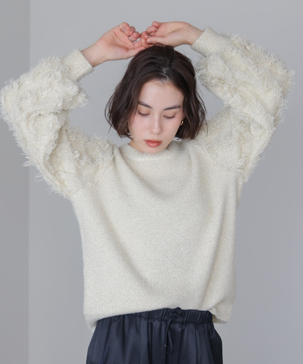 ラメフリンジニット