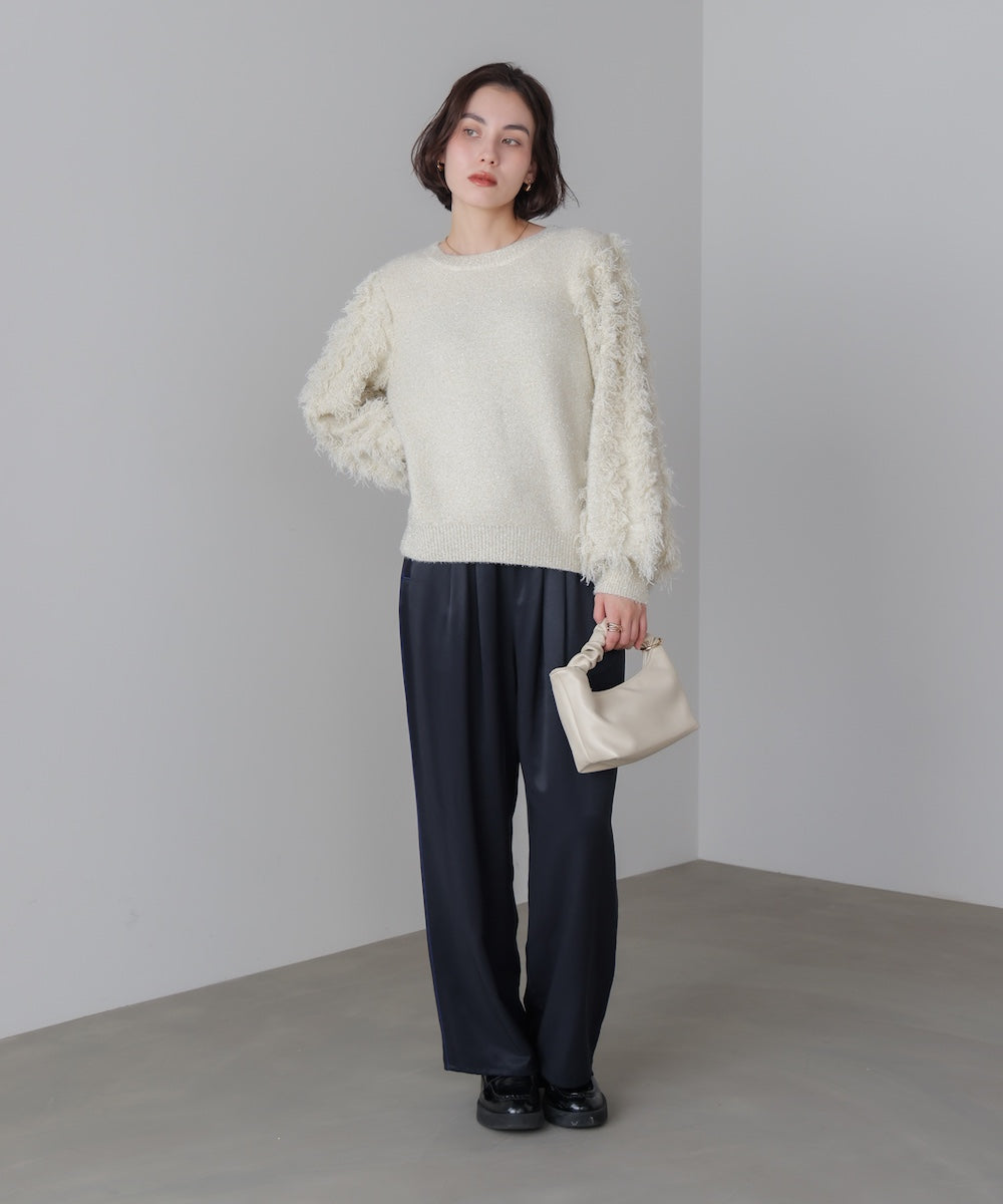 ラメフリンジニット