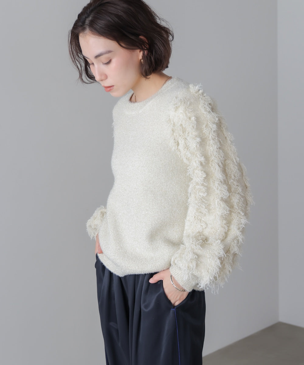 ラメフリンジニット