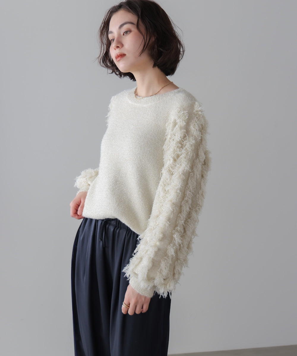 ラメフリンジニット