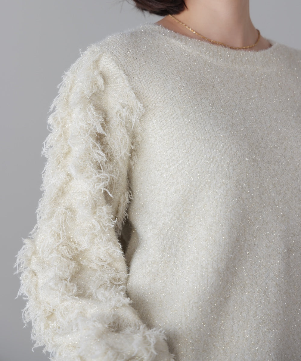 ラメフリンジニット