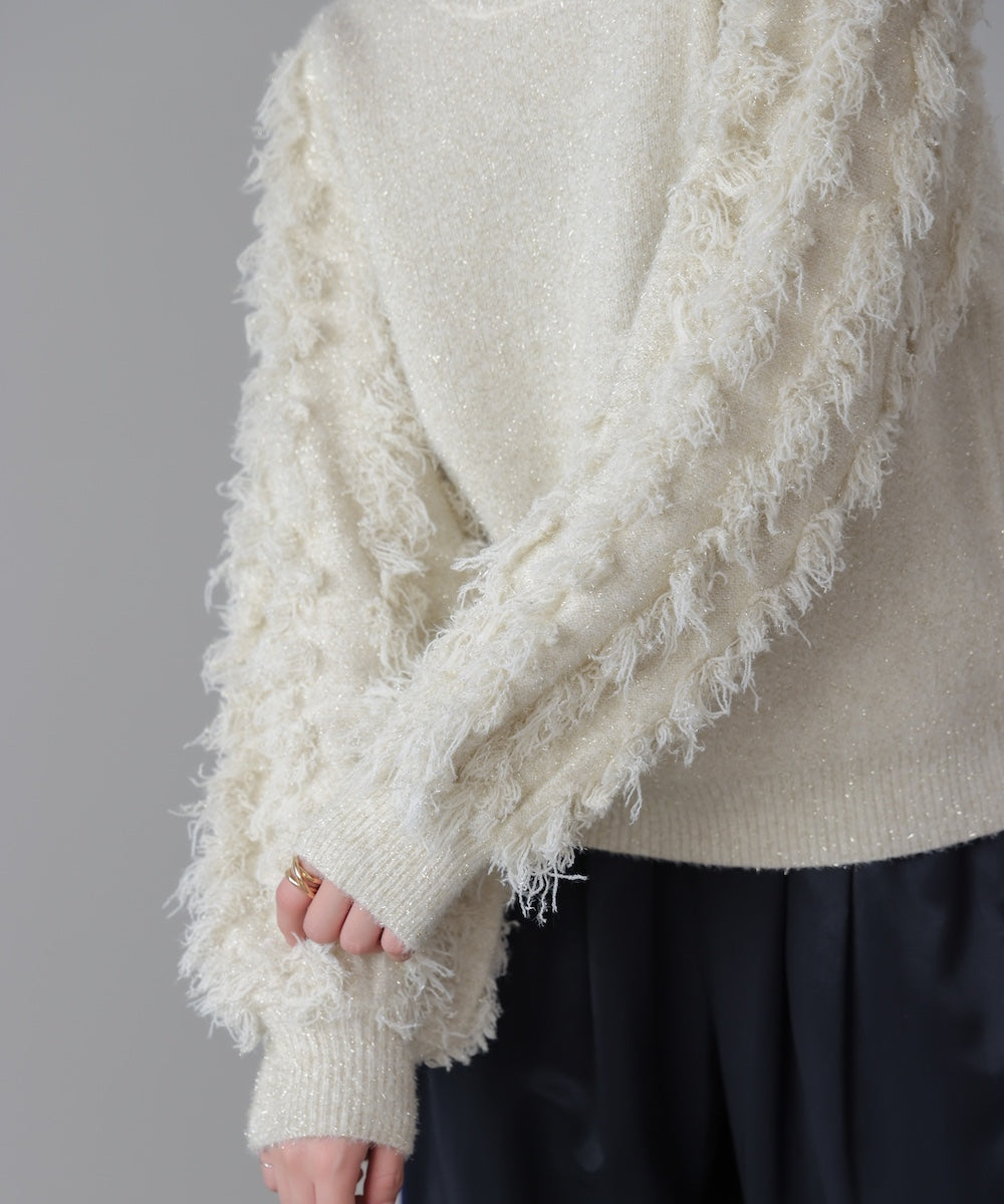 ラメフリンジニット