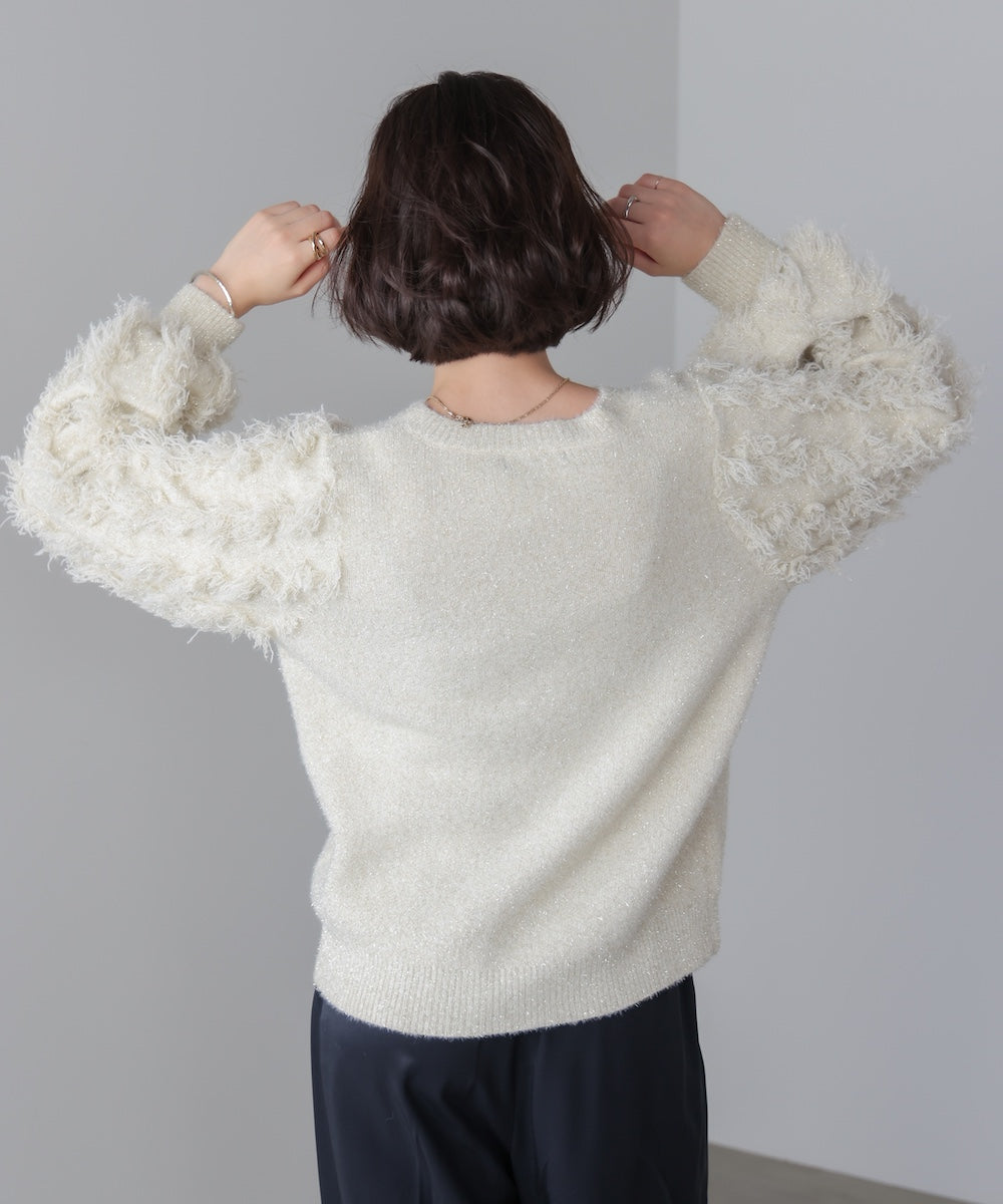 ラメフリンジニット