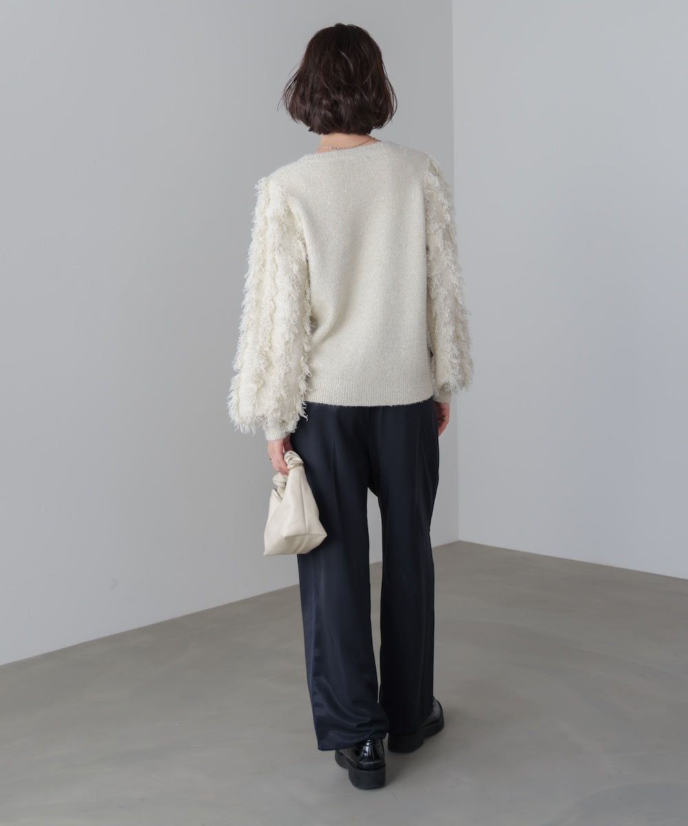 ラメフリンジニット