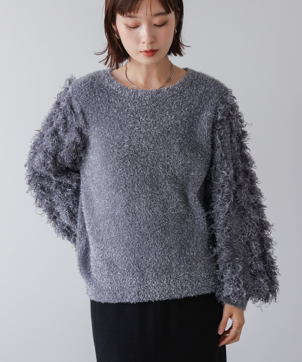 ラメフリンジニット