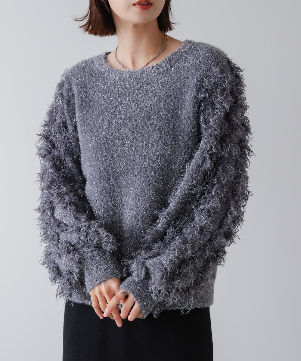 ラメフリンジニット