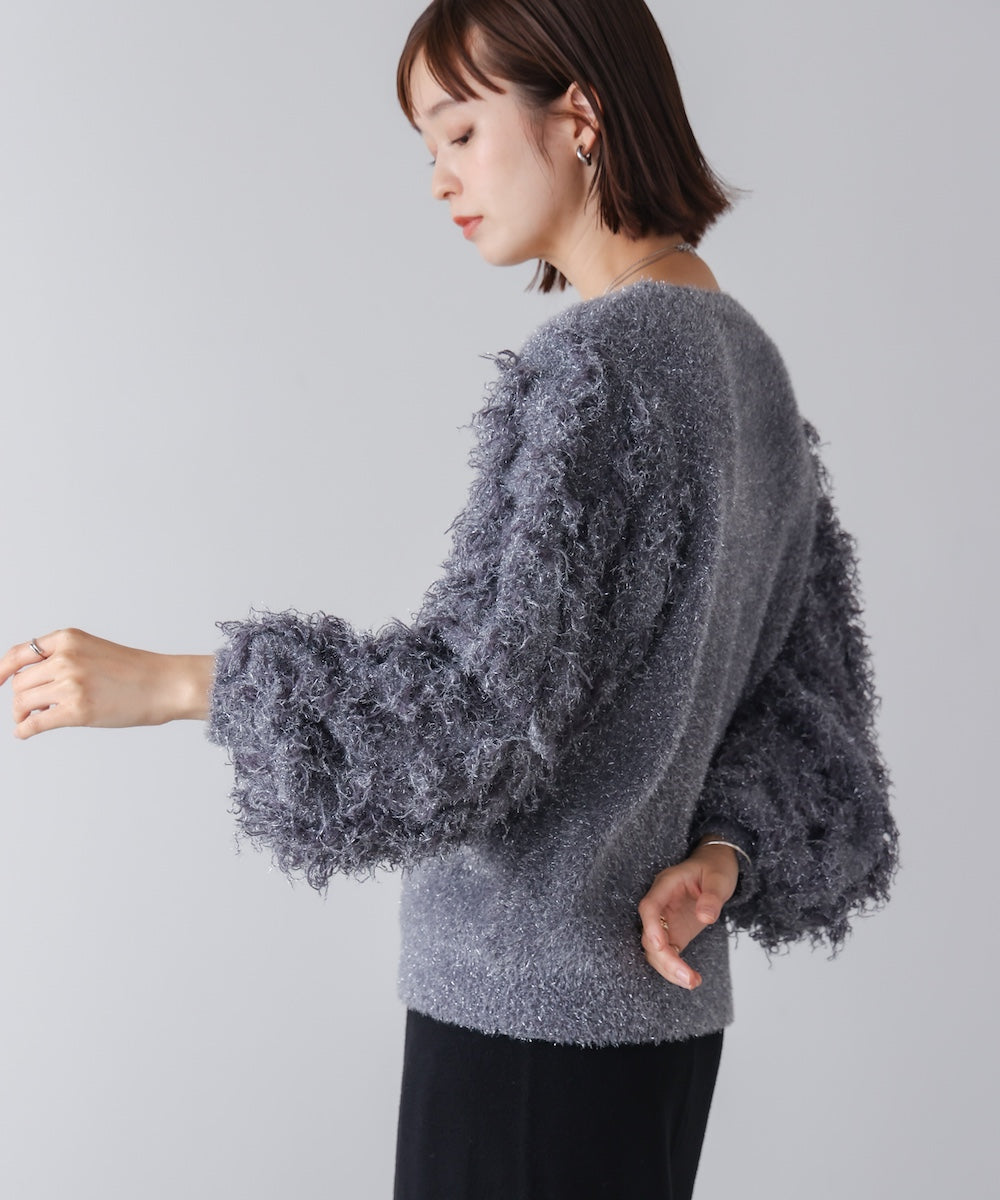 ラメフリンジニット