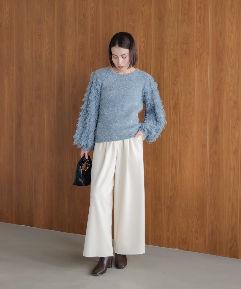 ラメフリンジニット