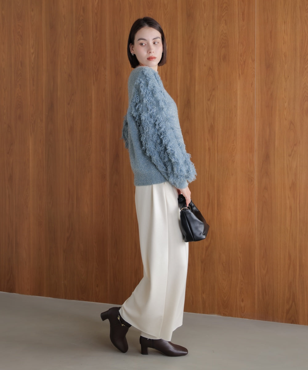 ラメフリンジニット