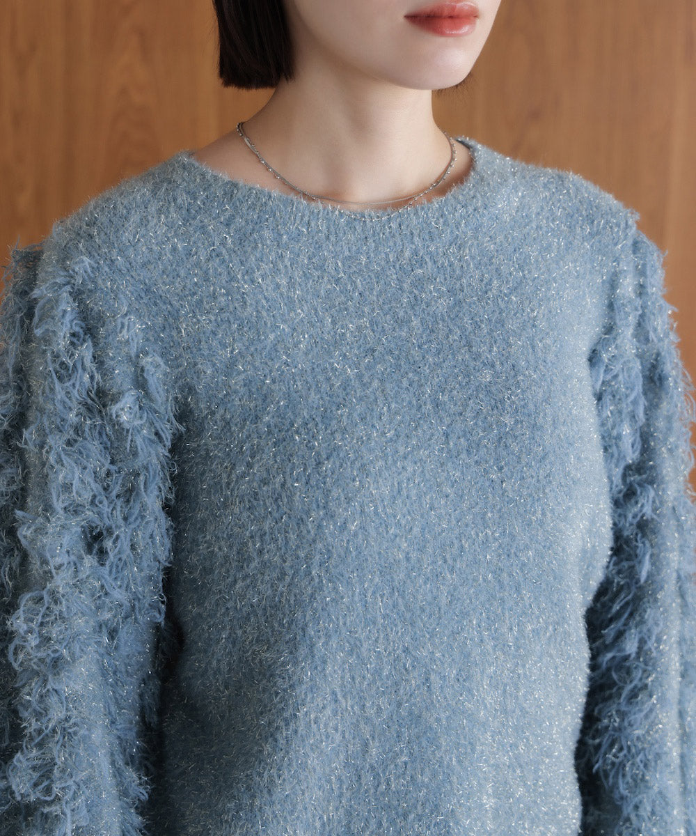 ラメフリンジニット