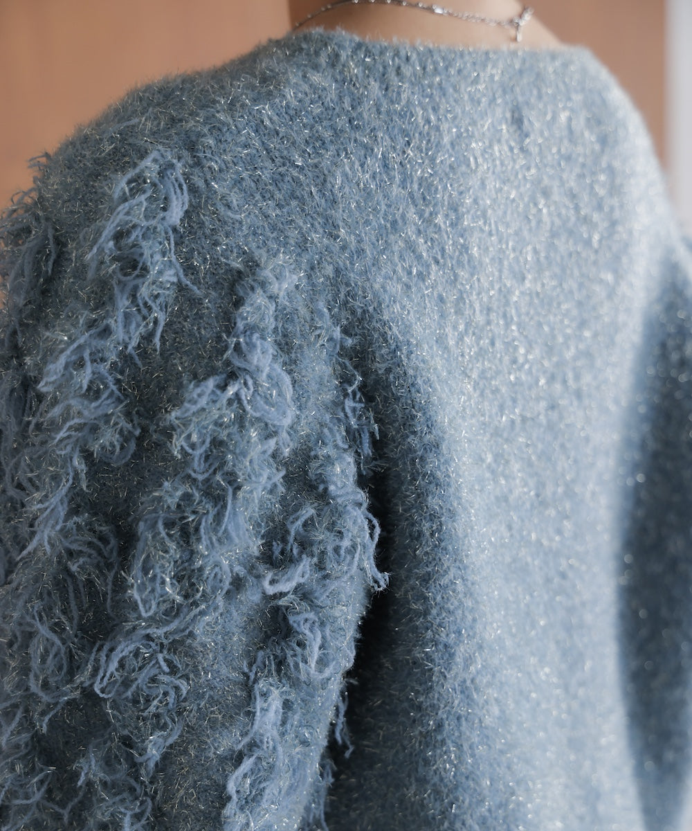 ラメフリンジニット