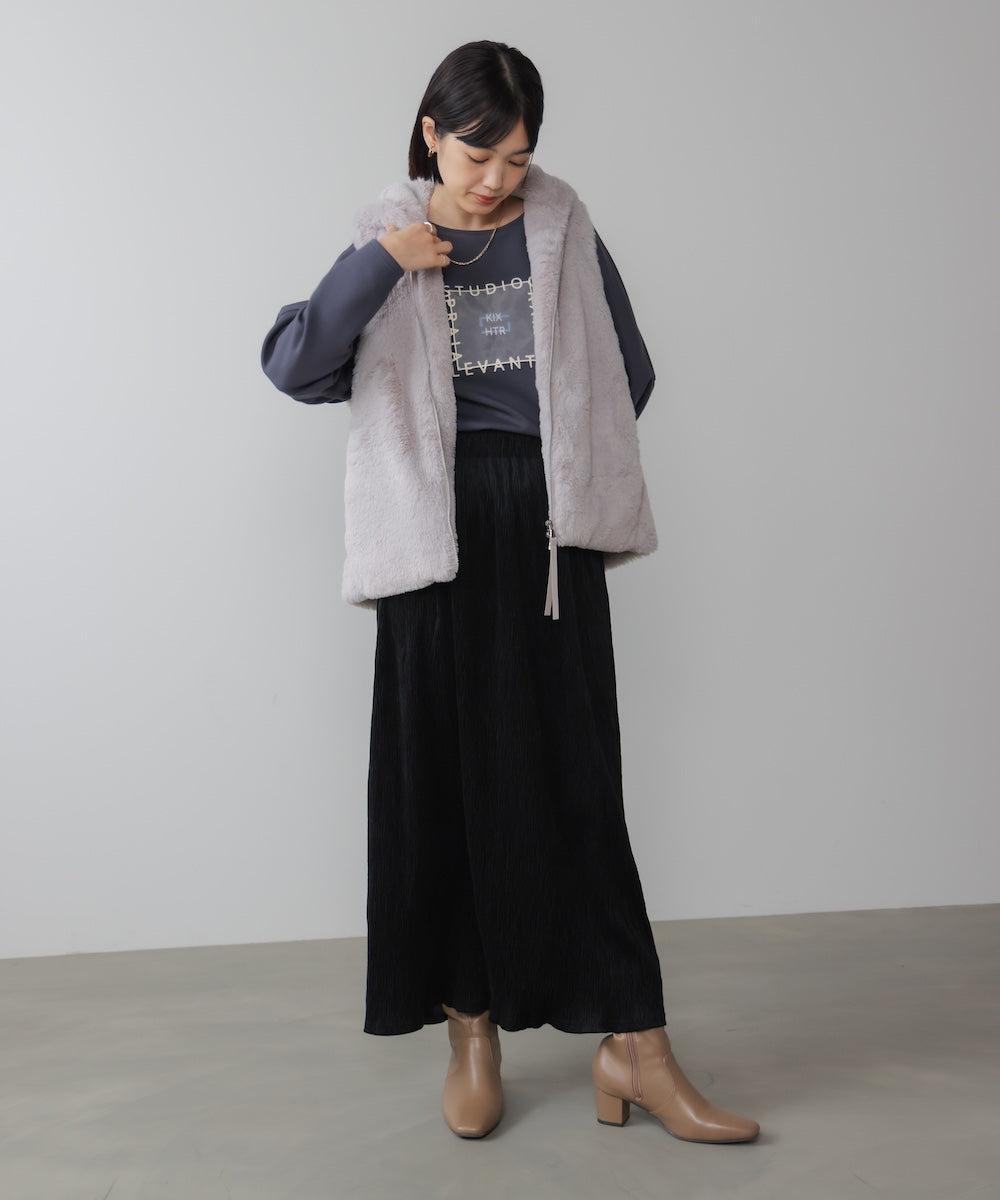 刺繍プリントプルオーバー