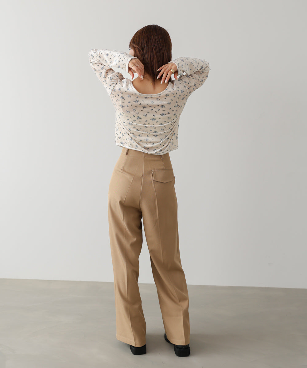 ベロアフラワープリントカーディガントップス