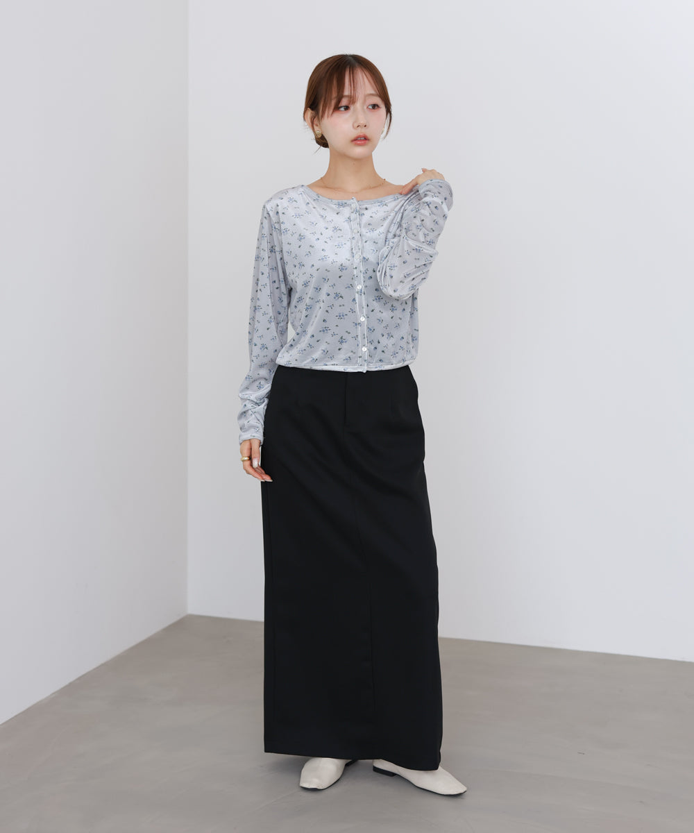 ベロアフラワープリントカーディガントップス