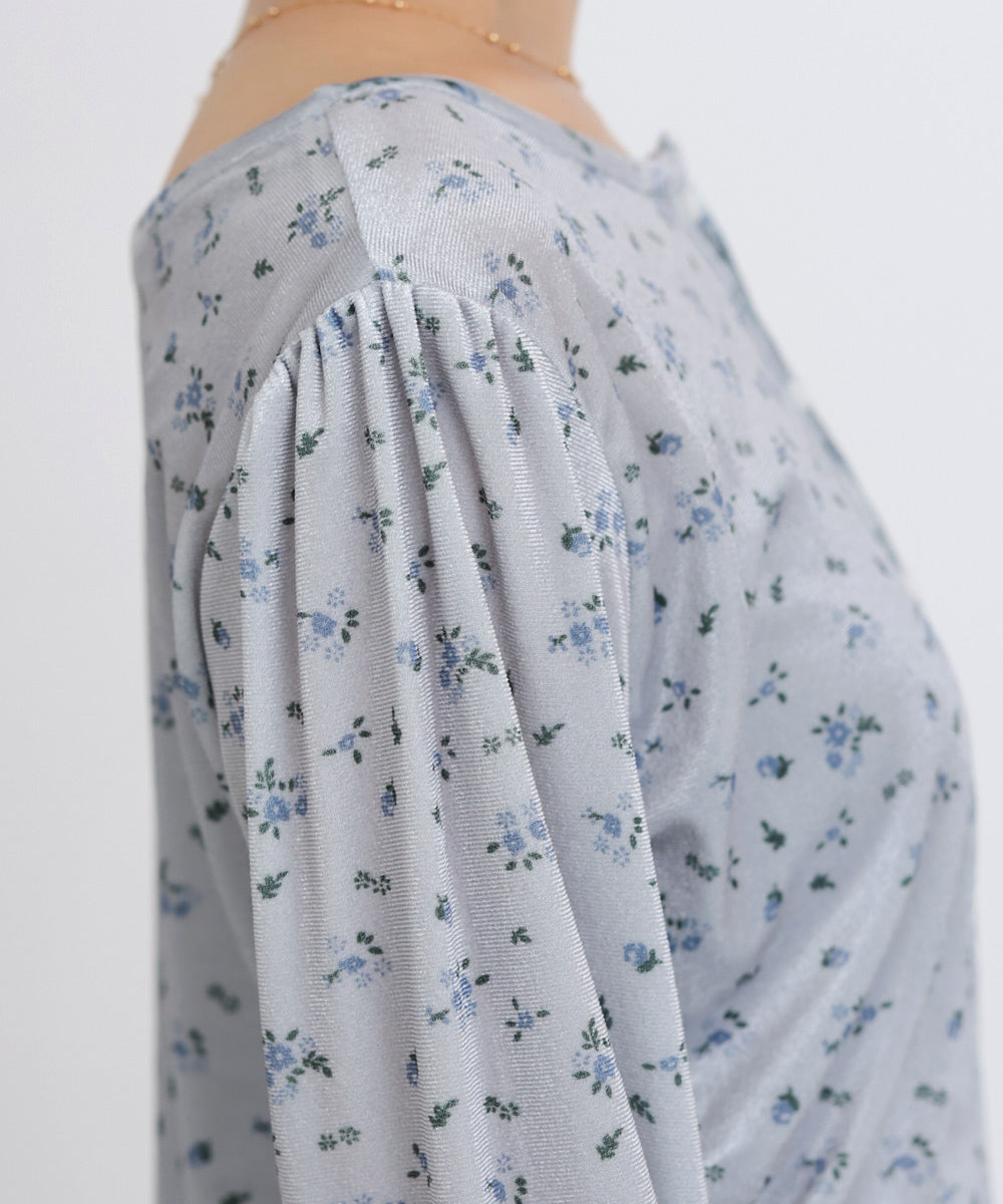 ベロアフラワープリントカーディガントップス