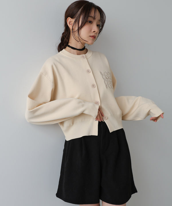 コード刺繍ニットカーディガン