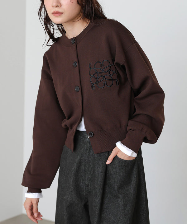 コード刺繍ニットカーディガン