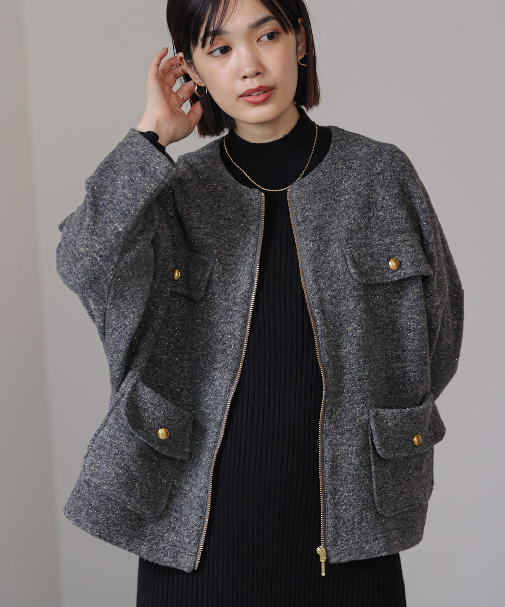 【日本製】イタリアンエアリーノーカラージャケット